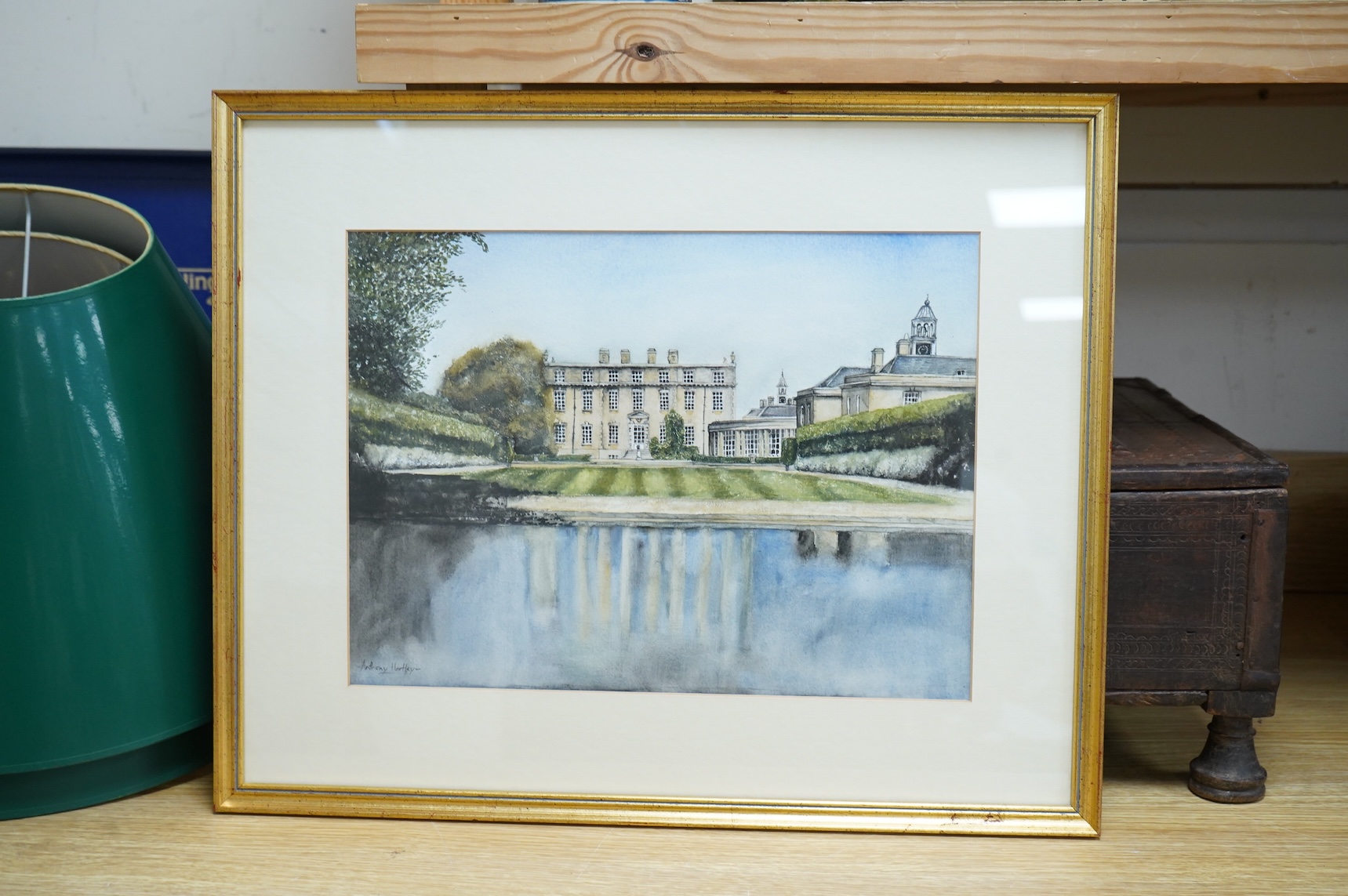 Patrick Nairne (1921-2013), ‘Ditchley Park’, watercolour, together with another watercolour by the same artist, ‘Charlbury’, and one by Anthony Hartley, Stately Home, one signed, largest 26 x 35cm